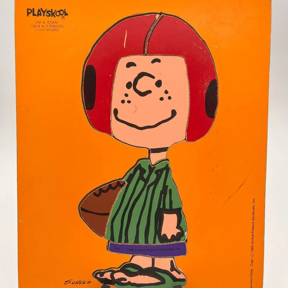 Vintage Playskool Peanuts Peppermint Patty Wood Tray Puzzle 1966 Schulz 230-9